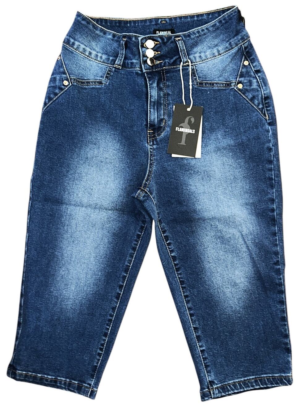 NWT Flamingals Three Button High-Rise Stretch Capri Jeans Women's Small 24X15